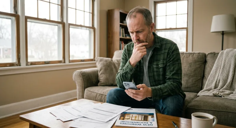 A homeowner reviewing window proposals